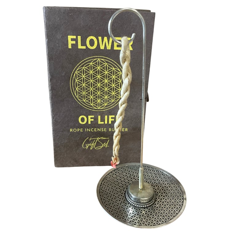 Incense & Holder Set - Silver Plated Flower of Life Design