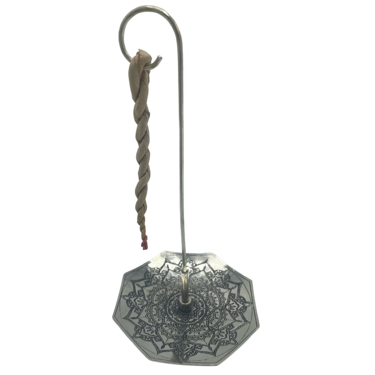 Incense & Holder Set (Mandala Flower Design) - Rope and Silver Plated