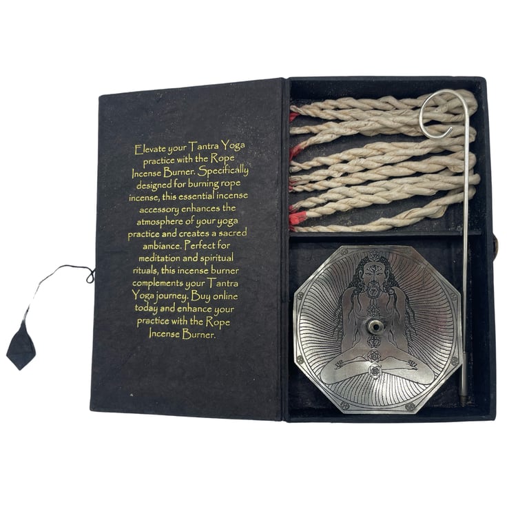 Incense Rope & Silver Holder Set - Tantra Yoga Meditation Aid