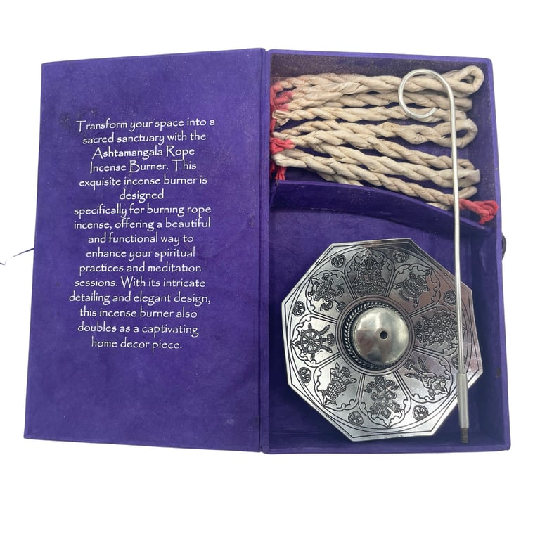 Incense Rope & Silver Holder Set - Astamangal