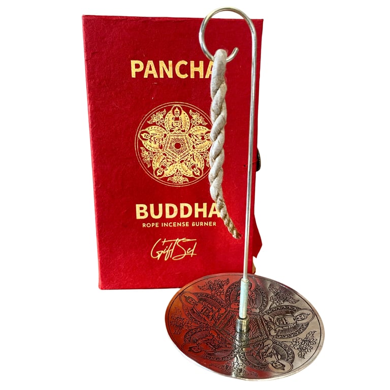 Incense Rope & Silver Holder Set - Pancha Buddha Aromatherapy