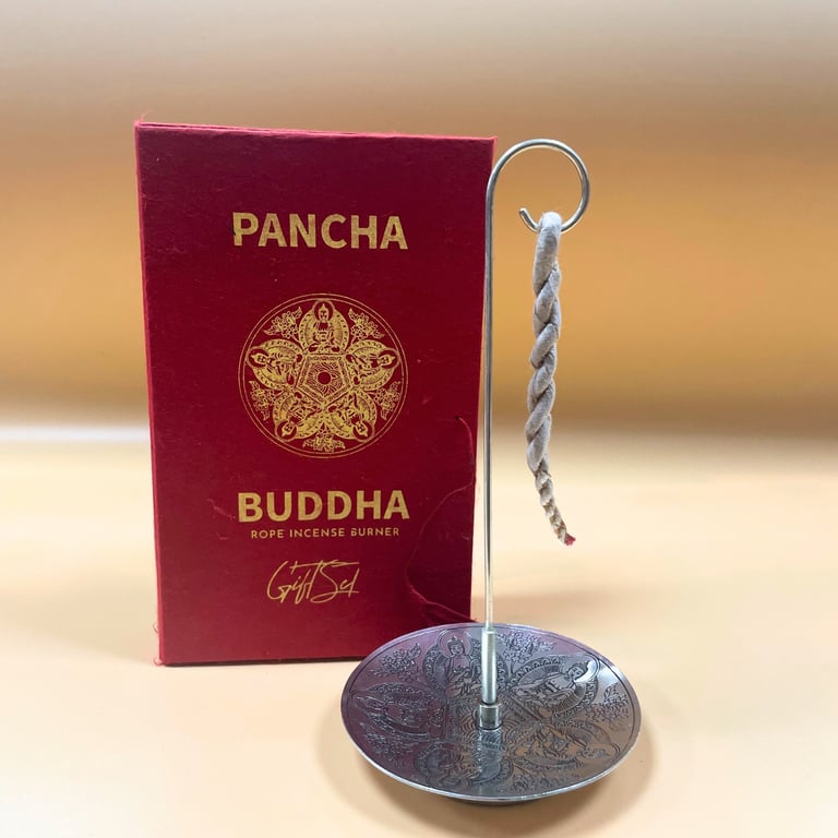 Incense Rope & Silver Holder Set - Pancha Buddha Aromatherapy