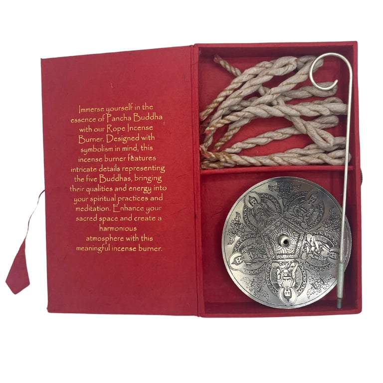 Incense Rope & Silver Holder Set - Pancha Buddha Aromatherapy