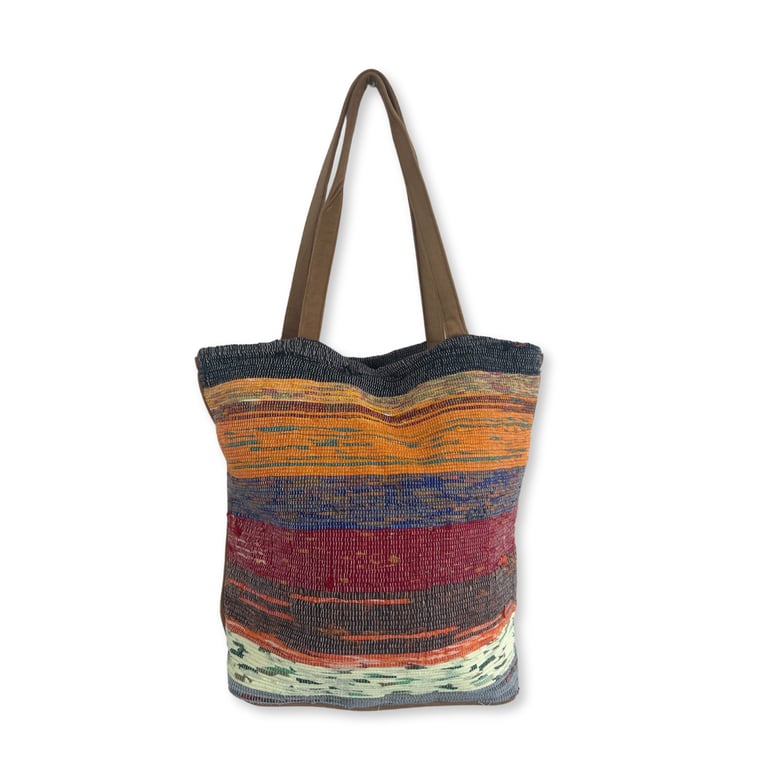 Recycled Jumbo Mushroom-Toned Rug Bag - Eco-Friendly Style