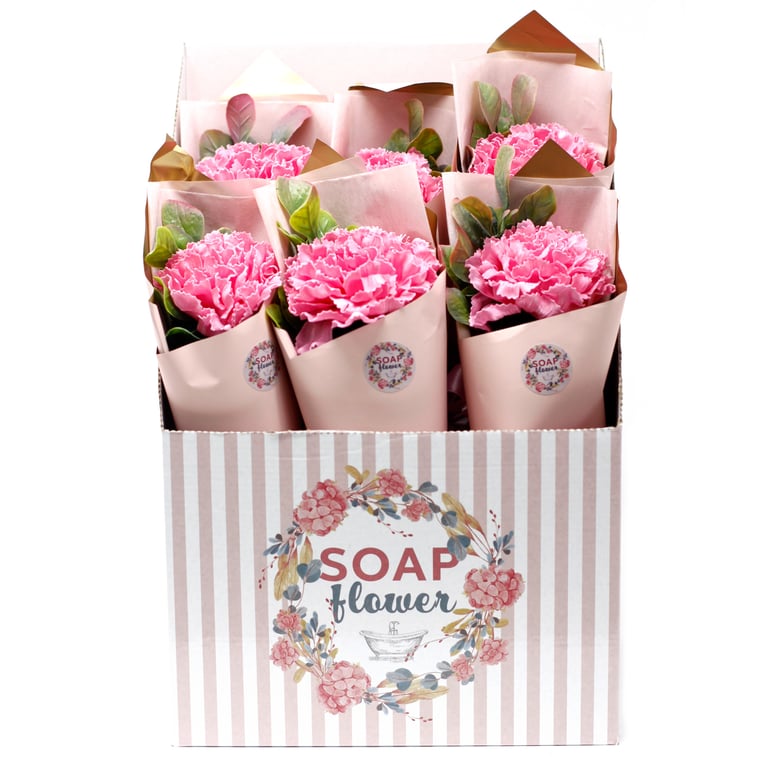 Handcrafted Carnation Bouquet Soap Flower - Scented Floral Bath Soap