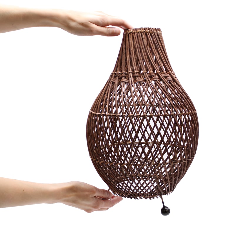 Dark Brown Rattan Table Lamp - Handcrafted Design - Brand Name Here