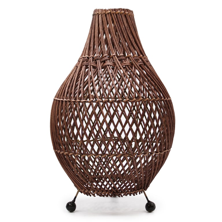 Dark Brown Rattan Table Lamp - Handcrafted Design - Brand Name Here