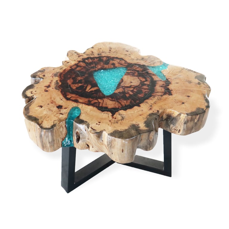 Aqua Tamarind & Resin Coffee Table - Durable & Stylish Design
