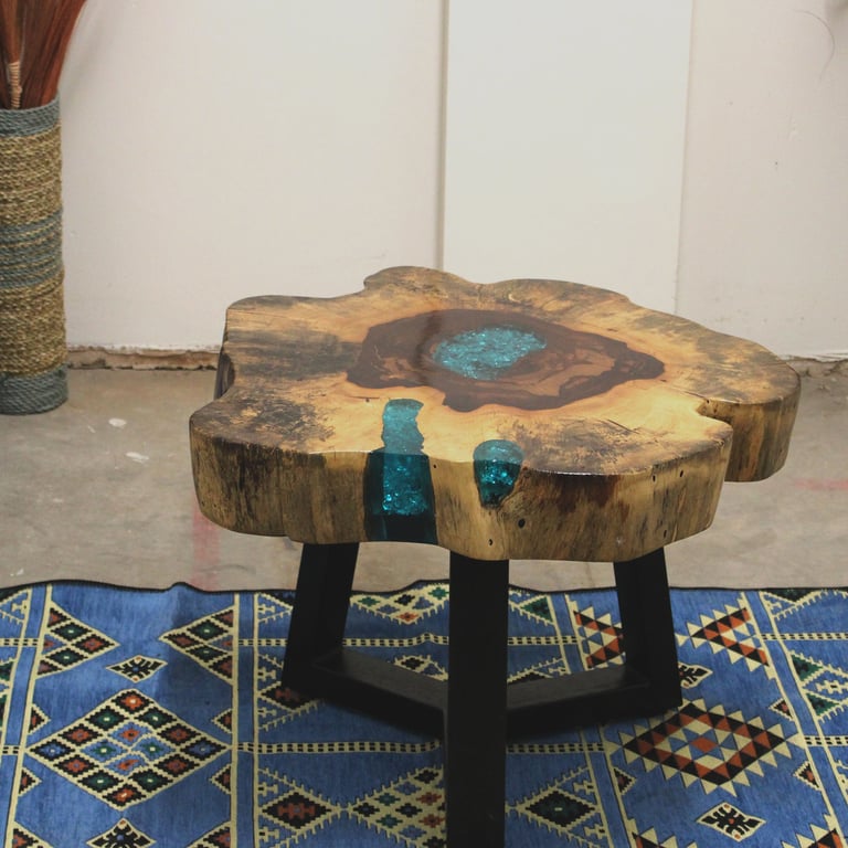 Aqua Tamarind & Resin Coffee Table - Durable & Stylish Design
