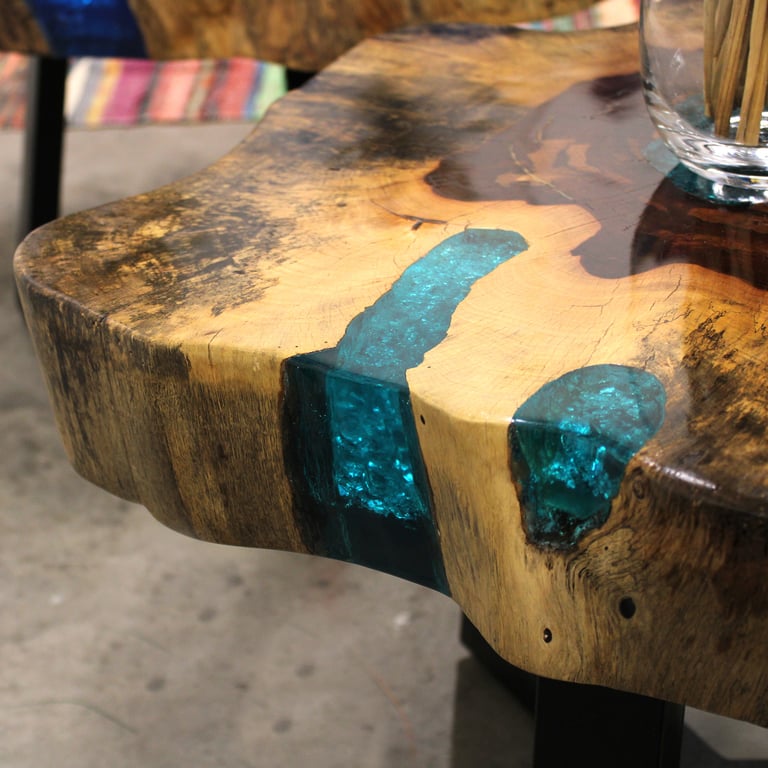 Aqua Tamarind & Resin Coffee Table - Durable & Stylish Design