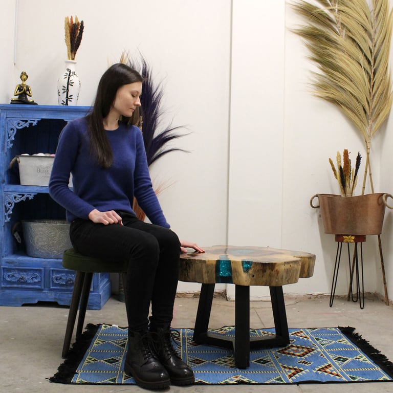 Aqua Tamarind & Resin Coffee Table - Durable & Stylish Design