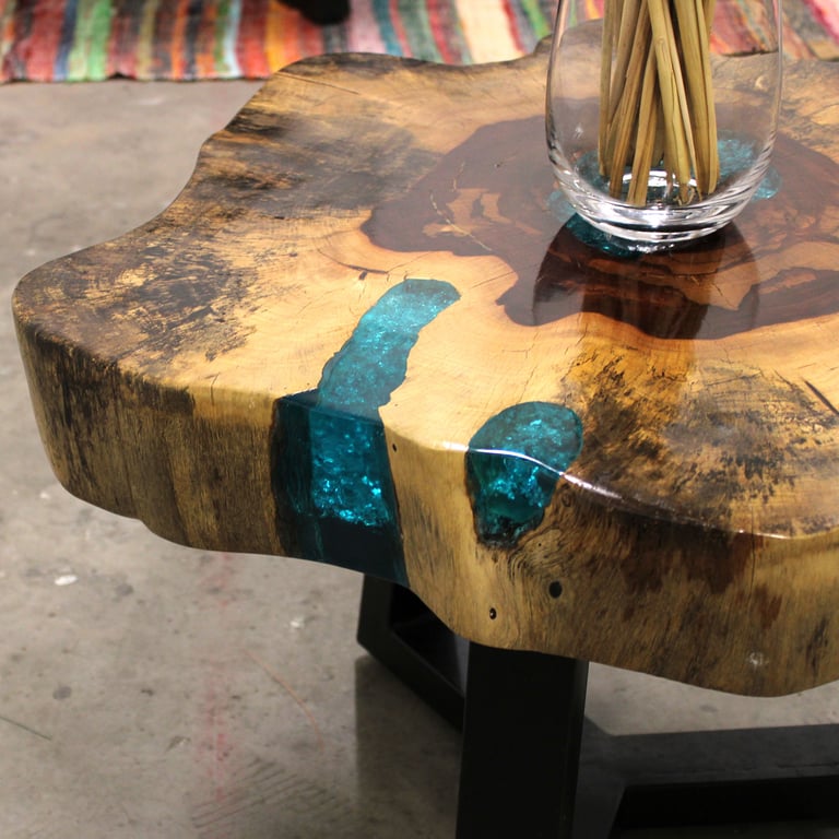 Aqua Tamarind & Resin Coffee Table - Durable & Stylish Design