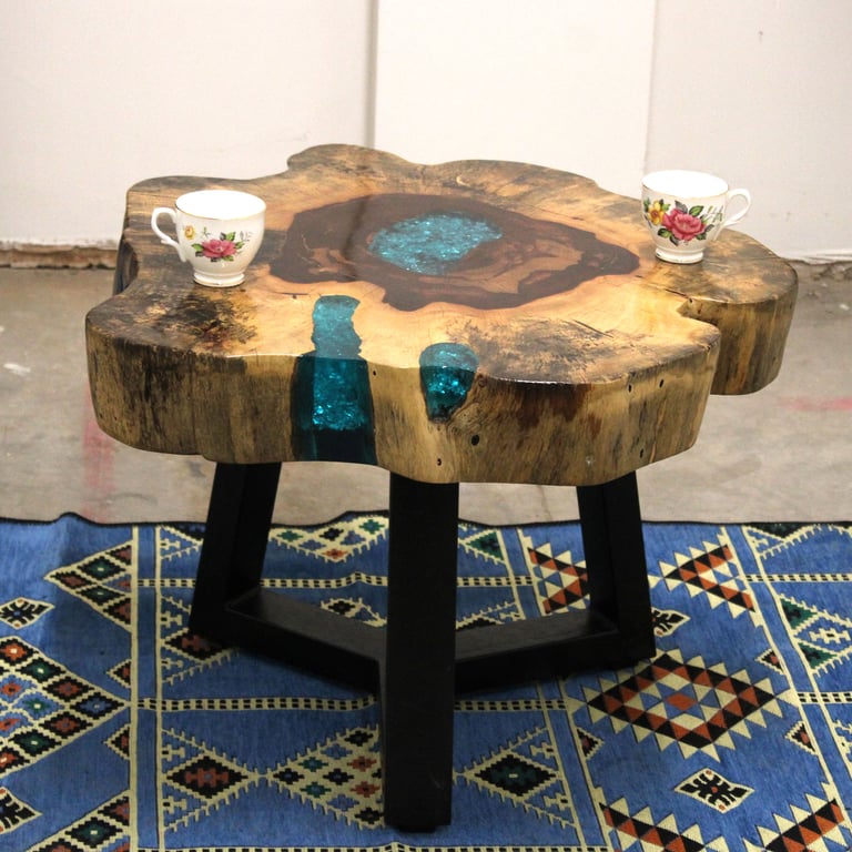 Aqua Tamarind & Resin Coffee Table - Durable & Stylish Design