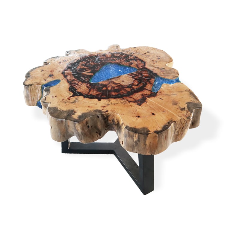Sky Blue Tamarind & Resin Coffee Table - Durable & Stylish Design