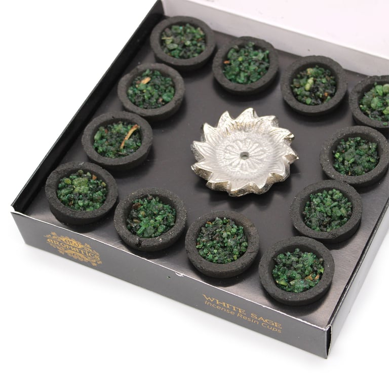 White Sage Resin Cups - 12 Piece Set of Aromatic Scented Cups