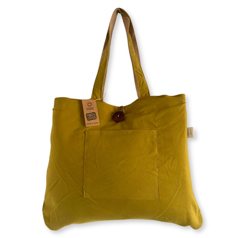 Jute & Cotton Reversible Big Capacity Shopping Bag - Reusable and Durable, Pistachio Green Color