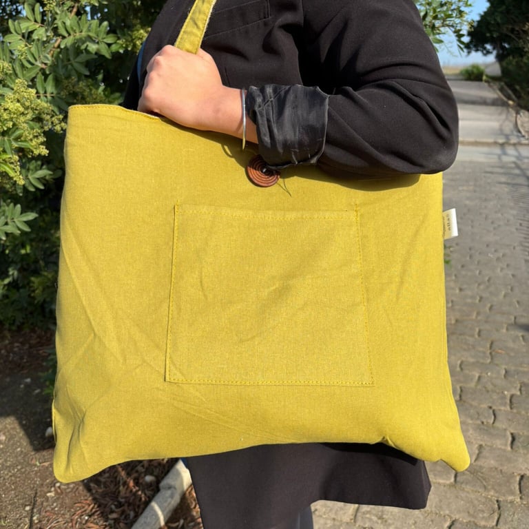 Jute & Cotton Reversible Big Capacity Shopping Bag - Reusable and Durable, Pistachio Green Color