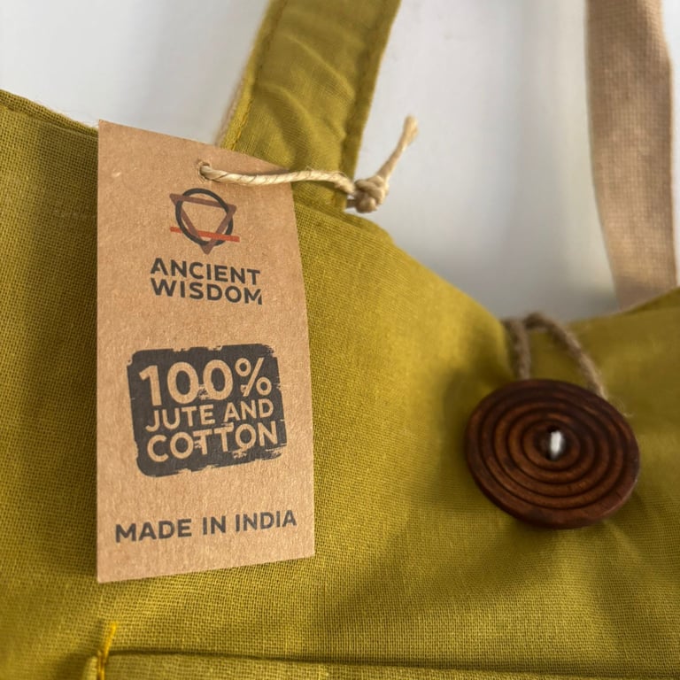 Jute & Cotton Reversible Big Capacity Shopping Bag - Reusable and Durable, Pistachio Green Color