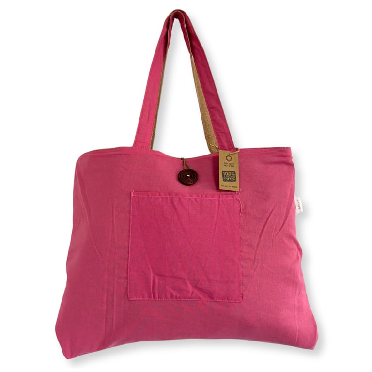 Jute & Cotton Reversible Large Eco-Friendly Bag - Pink