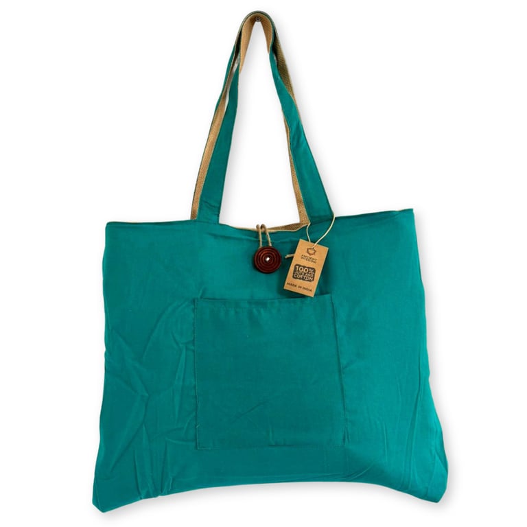 Jute & Cotton Reversible Big Eco-Friendly Teal Bag