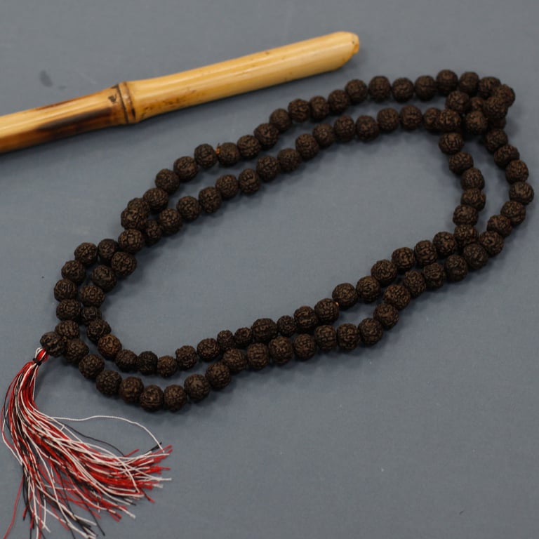 108 Dark Rudraksha Mala - Spiritual Meditation Beads for Yoga and Inner Peace