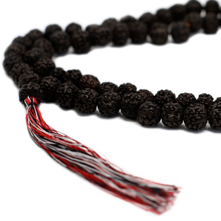 108 Dark Rudraksha Mala - Spiritual Meditation Beads for Yoga and Inner Peace