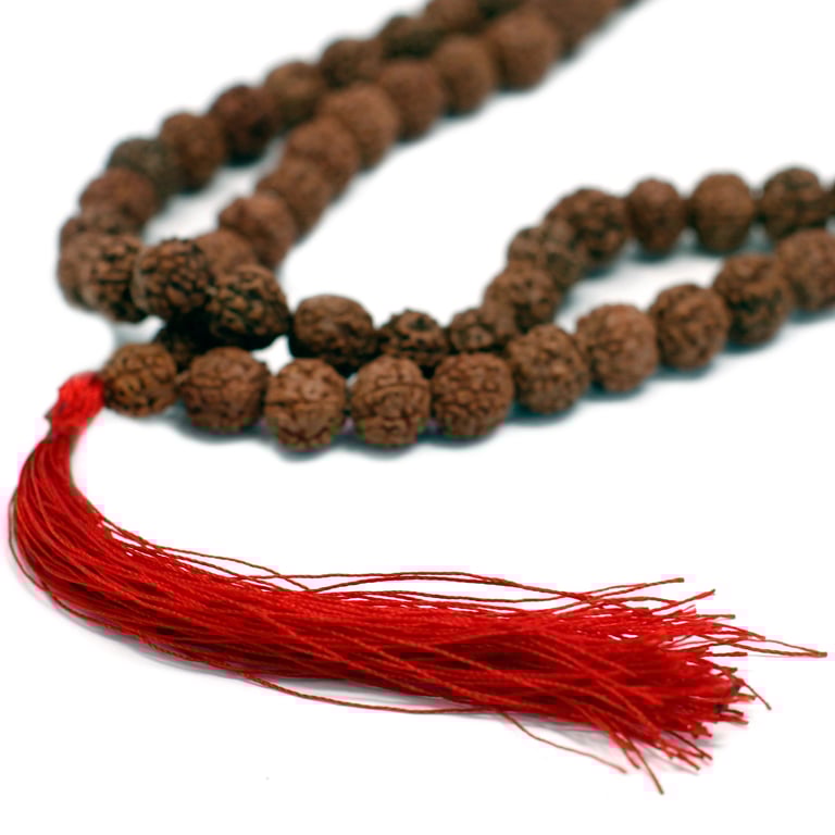 108 Brown Rudraksha Mala - Meditation and Spiritual Beads Necklace