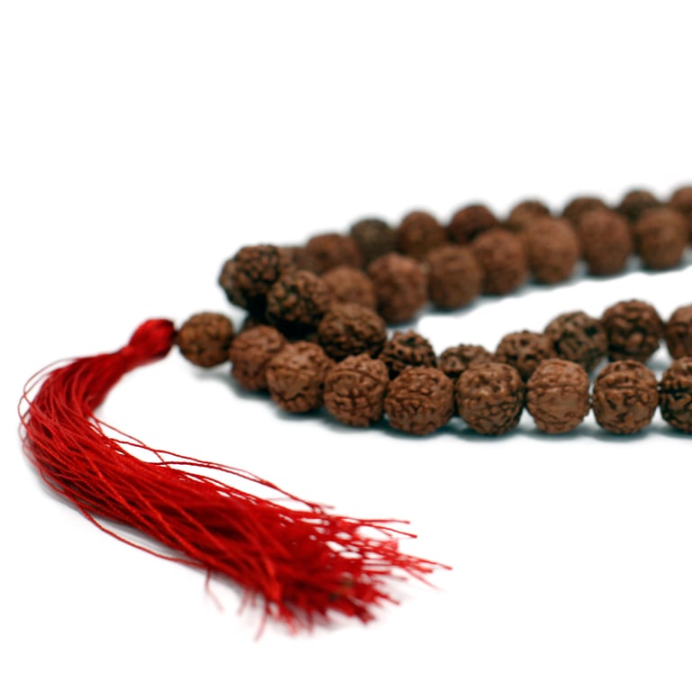 108 Brown Rudraksha Mala - Meditation and Spiritual Beads Necklace