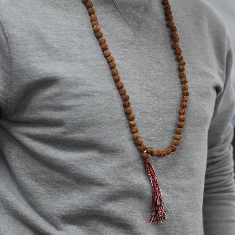 Natural 108 Bead Rudraksha Mala - Spiritual Meditation Beads with Authentic Rudraksha Stones