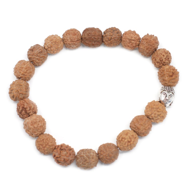 Natural Rudraksha Buddha Bangle Mala, Spiritual Meditation Beads Jewelry