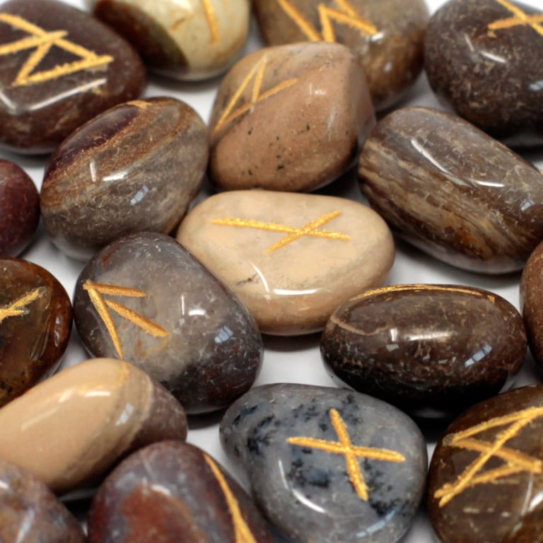 Fancy Jasper Runes Stone Set - Authentic Ancient Symbols Accessory