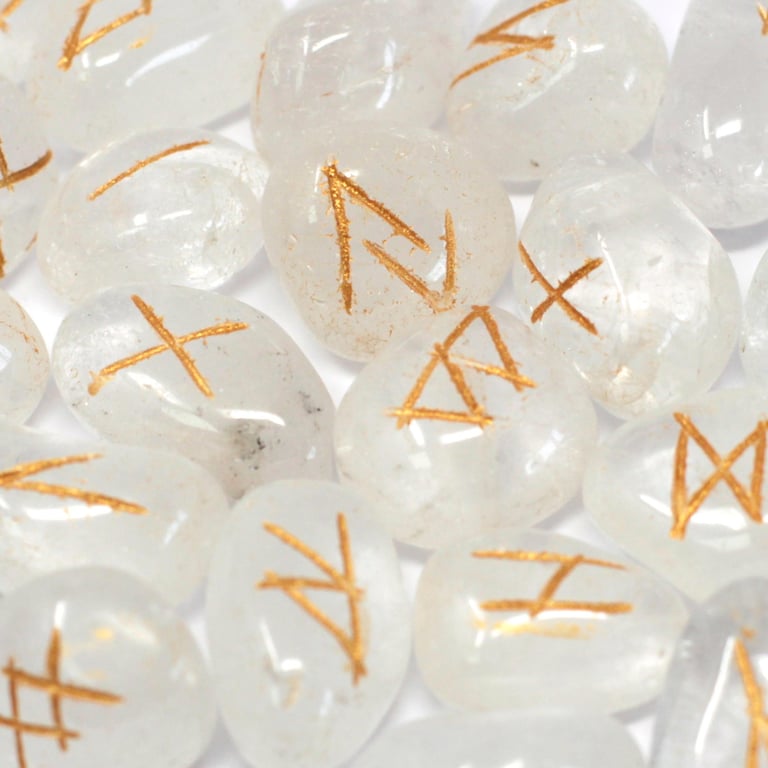 Crystal Runestone Set - Ancient Symbols Carrying Pouch