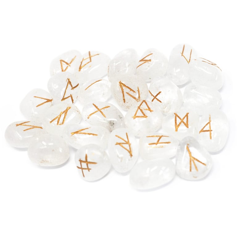 Crystal Runestone Set - Ancient Symbols Carrying Pouch
