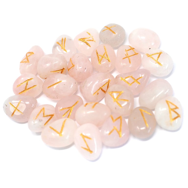 Rose Quartz Runes Stone Set - Meditative Aid for Mindfulness
