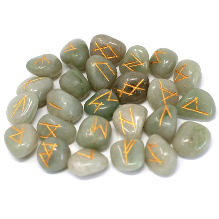 Aventurine Green Runestone Set (Pouch Included)