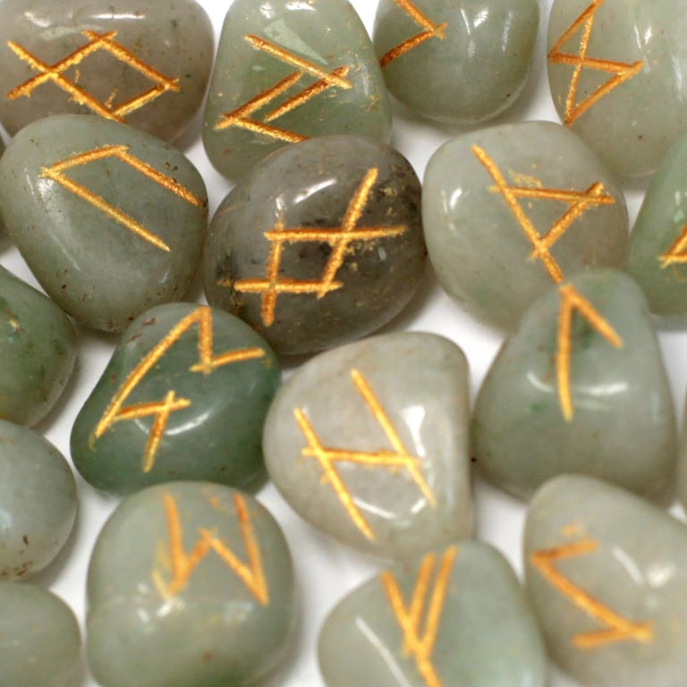Aventurine Green Runestone Set (Pouch Included)