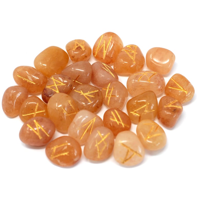 Yellow Aventurine Runes Stone Set - Enhances Intuition & Protection