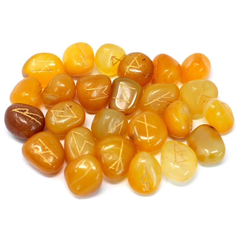 Yellow Onyx Runes Stone Set (Pouch Included)