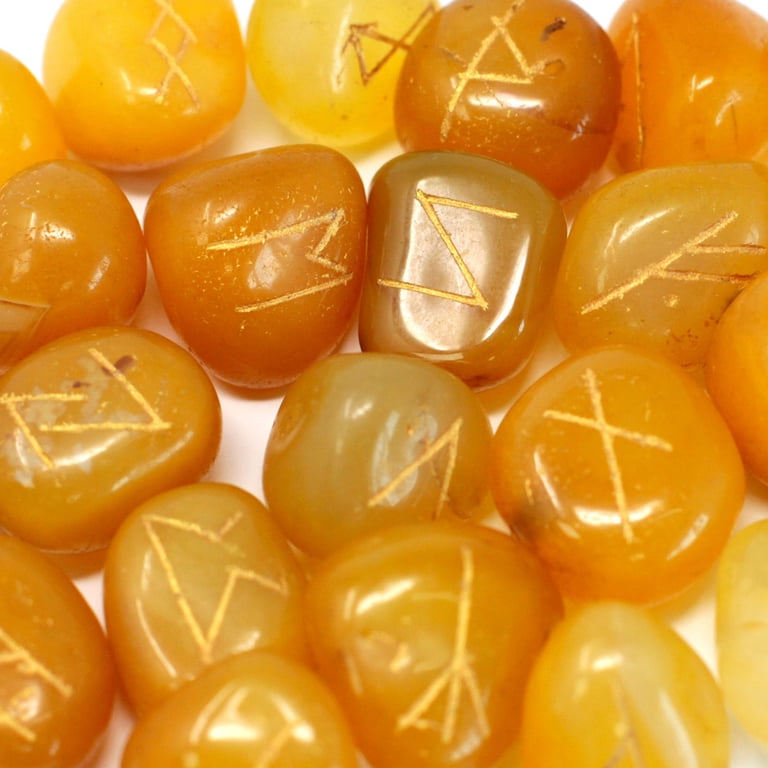 Yellow Onyx Runes Stone Set (Pouch Included)