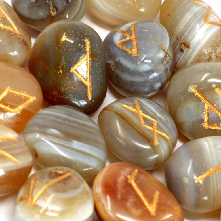 Banded Agate Runes Stone Set - Authentic Ancient Oracles for Spiritual Guidance