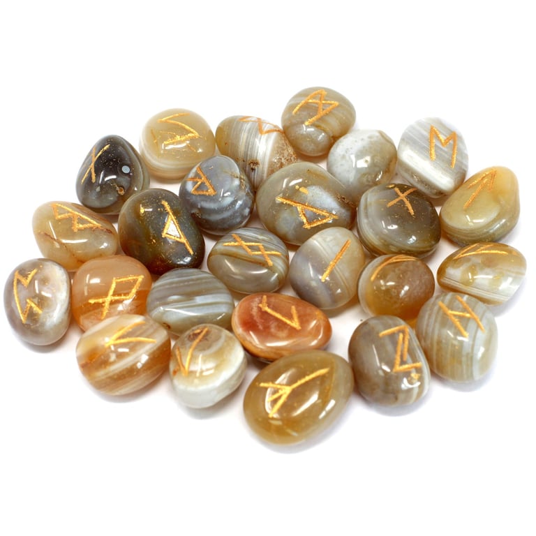 Banded Agate Runes Stone Set - Authentic Ancient Oracles for Spiritual Guidance