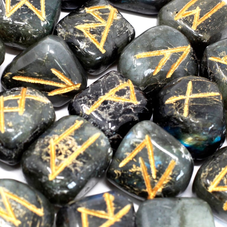 Labradorite Runes Stone Set (Portable)