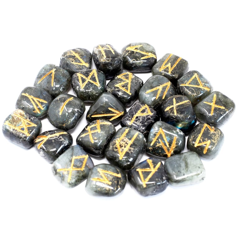 Labradorite Runes Stone Set (Portable)