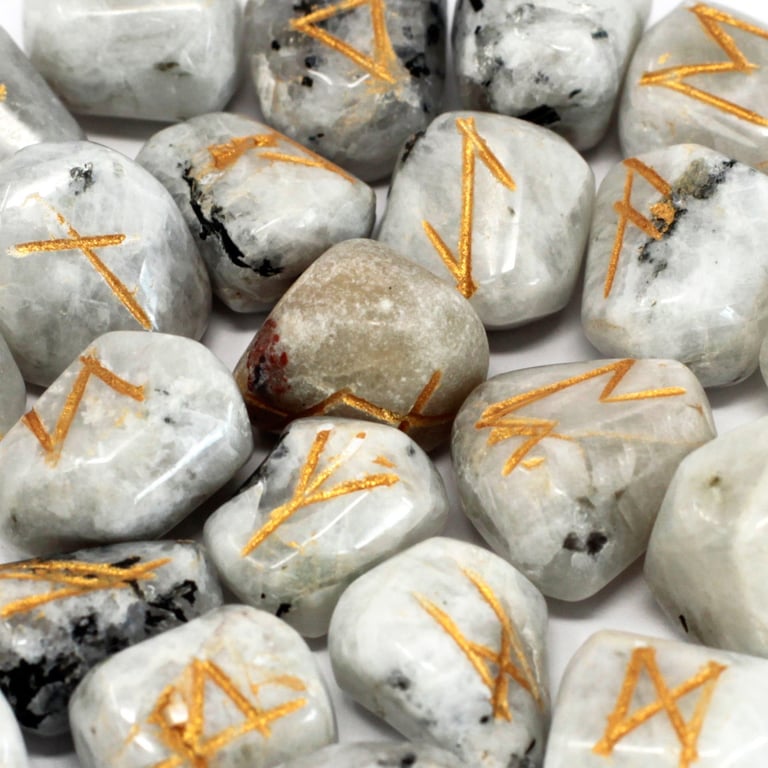 Rainbow Moonstone Runes Stone Set - Premium Quality Collectible Kit