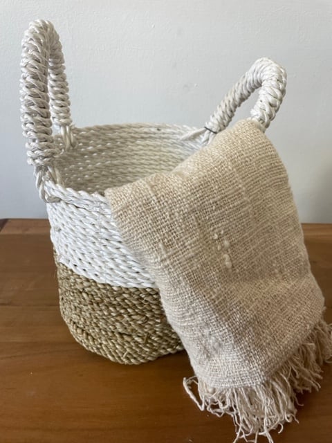 Natural White Seagrass Basket Set - Durable & Elegant Home Decor