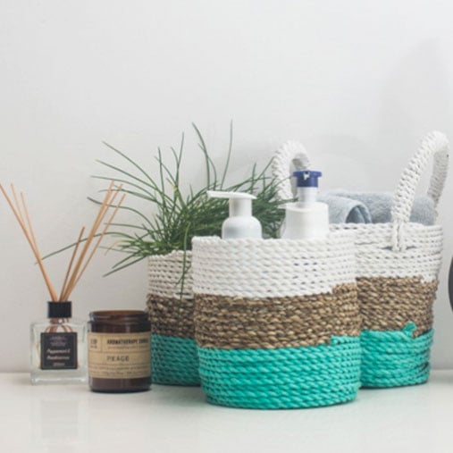 Natural White Seagrass Basket Set - Durable & Elegant Home Decor