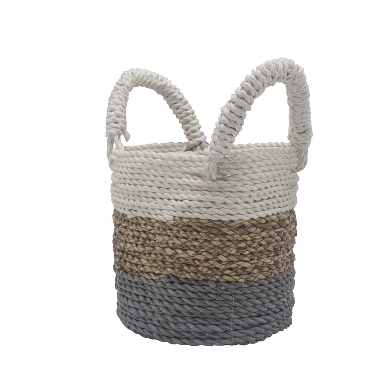 Seagrass Basket Set (Grey/Natural/White) - Durable, Stylish Home Decor