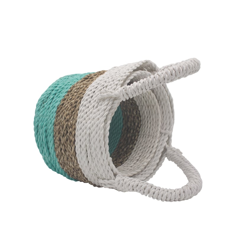 Seagrass Basket Set (Green/Natural/White) - Durable & Elegant Design