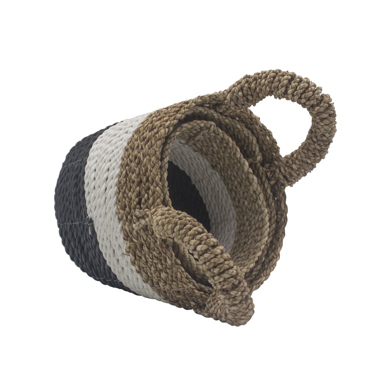 Seagrass Basket Set (Orange/Natural/White) - Durable & Stylish Design