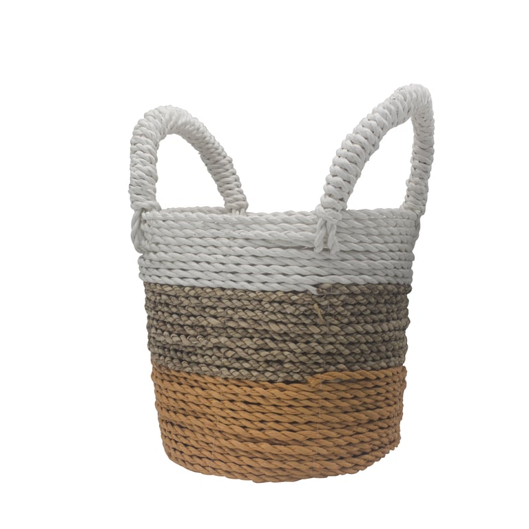 Seagrass Basket Set (Orange/Natural/White) - Durable & Stylish Design